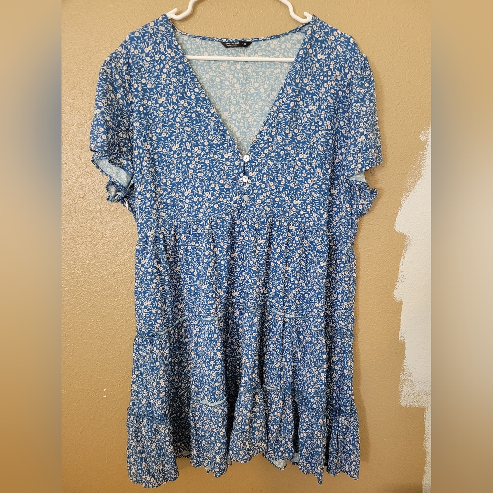 4X Shein blue and white dress